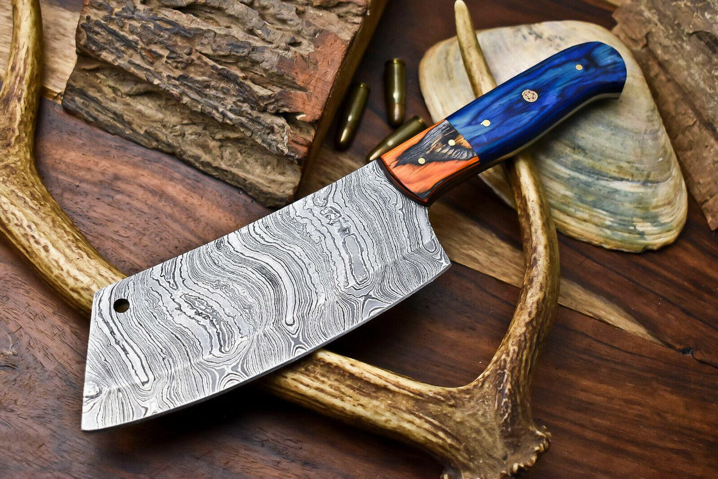 Custom Hand Made Damascus Blade Chef Chopper Knife
