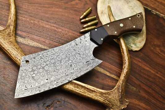 Custom Hand Made Damascus Chef Chopper Knife – Full Tang, 384-Layer Steel