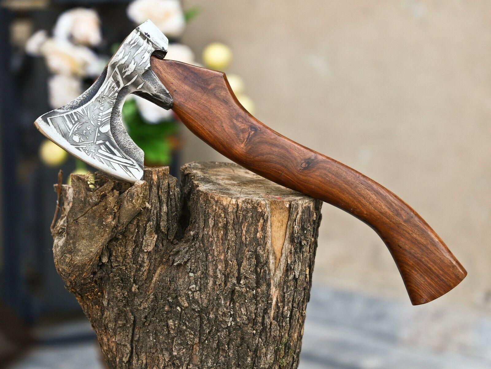 Custom Hand Made Viking Camping Axe – 18” Carbon Steel Blade with Wooden Handle