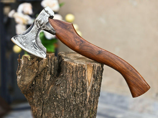 Custom Hand Made Viking Camping Axe – 18” Carbon Steel Blade with Wooden Handle