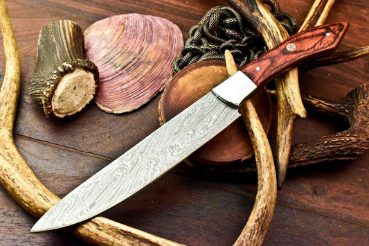 Custom Handmade Damascus Chef Knife | 12" Full Tang Hard Wood Handle