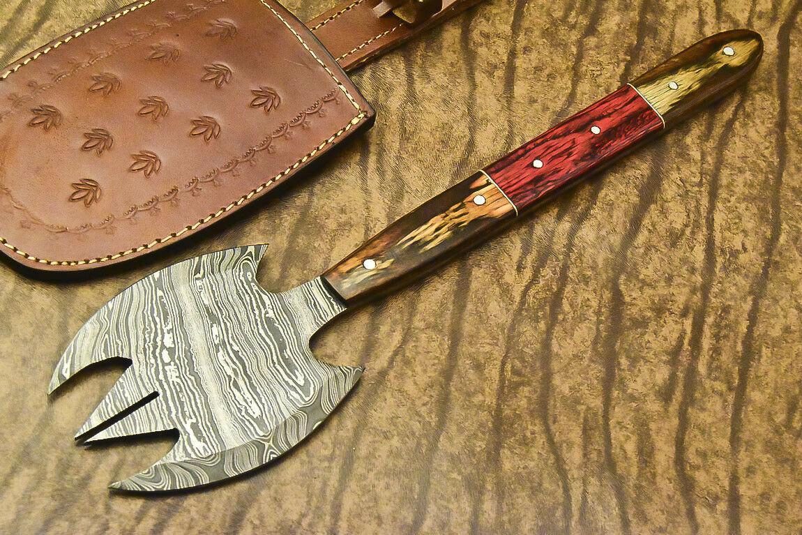 Custom Handmade Damascus Steel Axe | Full Tang Tomahawk Hatchet Knife | Hardwood Handle