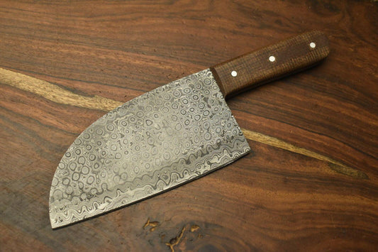Custom Handmade Damascus Steel Chef Chopper Knife – 12" Full Tang Kitchen Knife