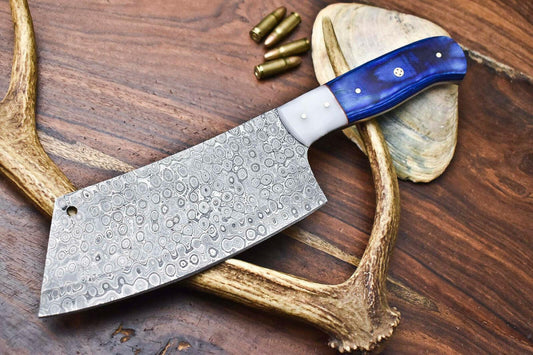 Custom Handmade Damascus Steel Chef Chopper Knife – Forged Kitchen Cleaver