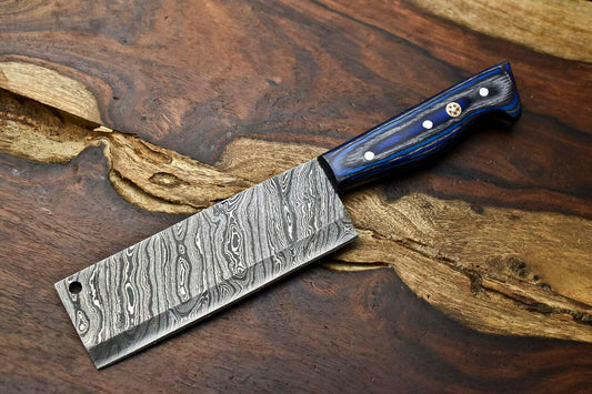 Custom Handmade Damascus Steel Chef Chopper Knife – Full Tang Forged Blade
