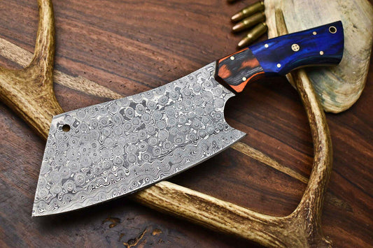 Custom Handmade Damascus Steel Chef Chopper Knife – Full Tang Kitchen Blade