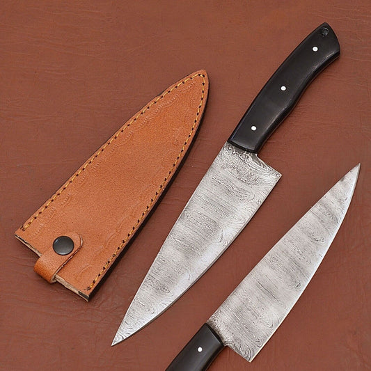 Custom Handmade Damascus Steel Chef Kitchen Knife | Full Tang Wood Handle