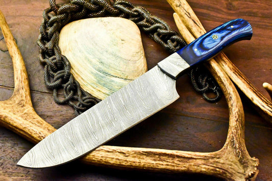 Custom Handmade Damascus Steel Chef Knife | Full Tang Hardwood