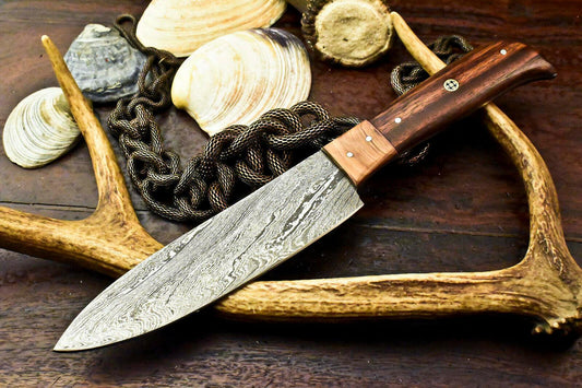Custom Handmade Damascus Steel Chef Knife | Full Tang Hardwood Handle