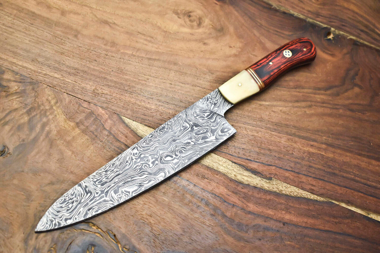 Custom Handmade Damascus Steel Chef Knife – Full Tang Sport Design, Razor Sharp