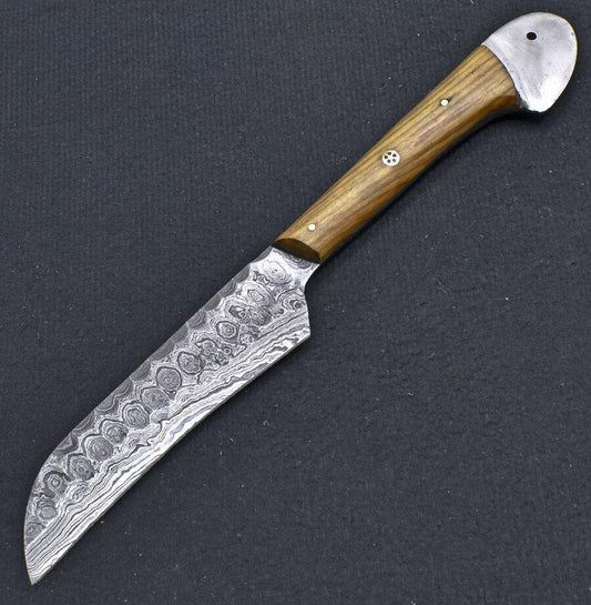 Custom Handmade Damascus Steel Chef Knife – Professional Kitchen Knife with Olive Wood Handle