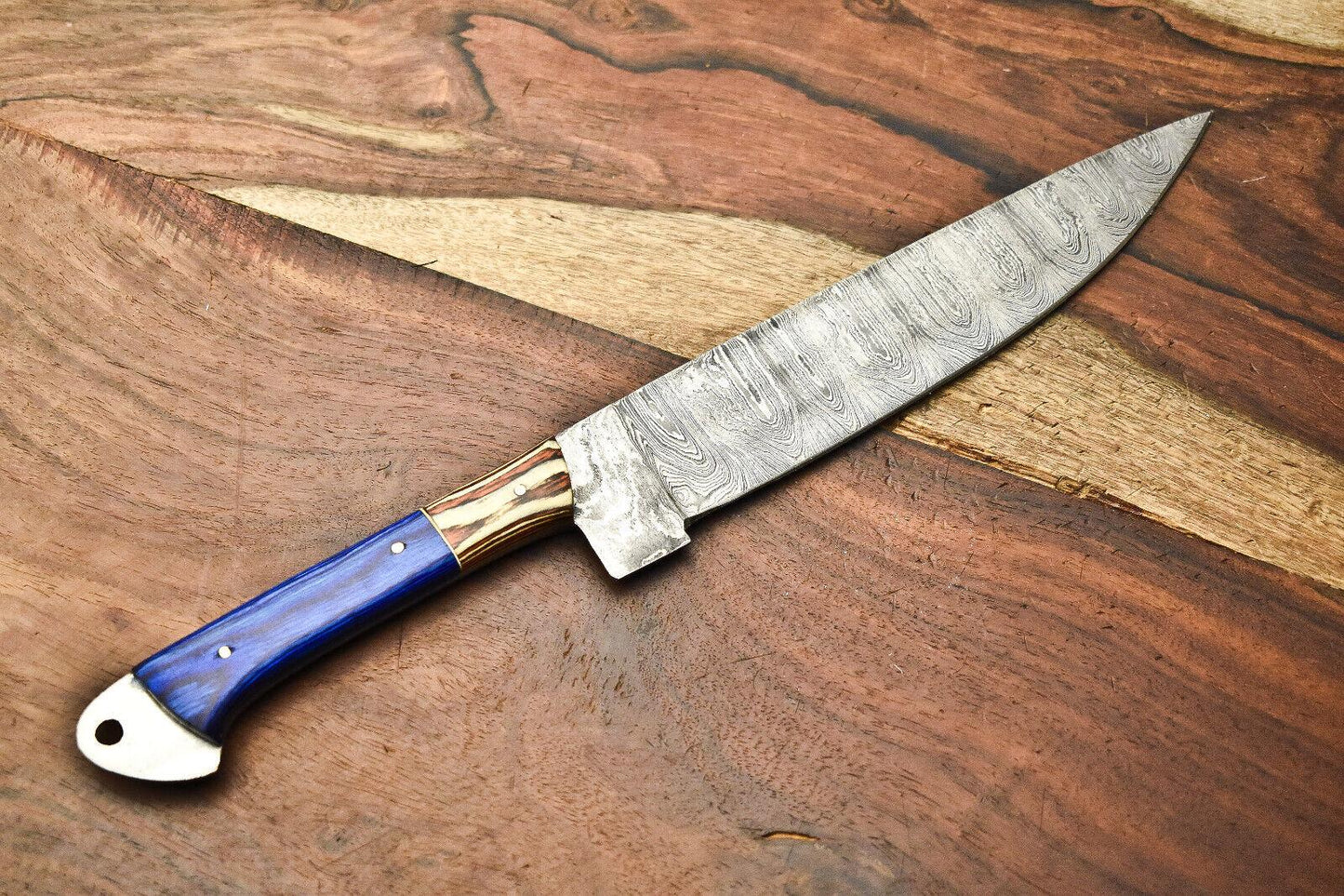 Custom Handmade Damascus Steel Chef Knife Set 9"-13" | Twist Pattern Kitchen Knives