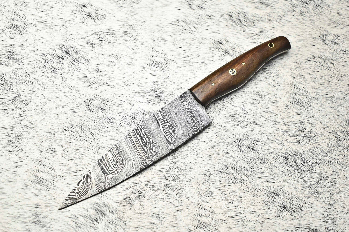Custom Handmade Damascus Steel Full Tang Chef Knife with Leather Sheath – 384 Layer Sport Knife