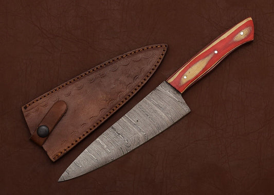 Custom Handmade Damascus Steel Kitchen Chef Fillet Knife With Pakka Wood Handle