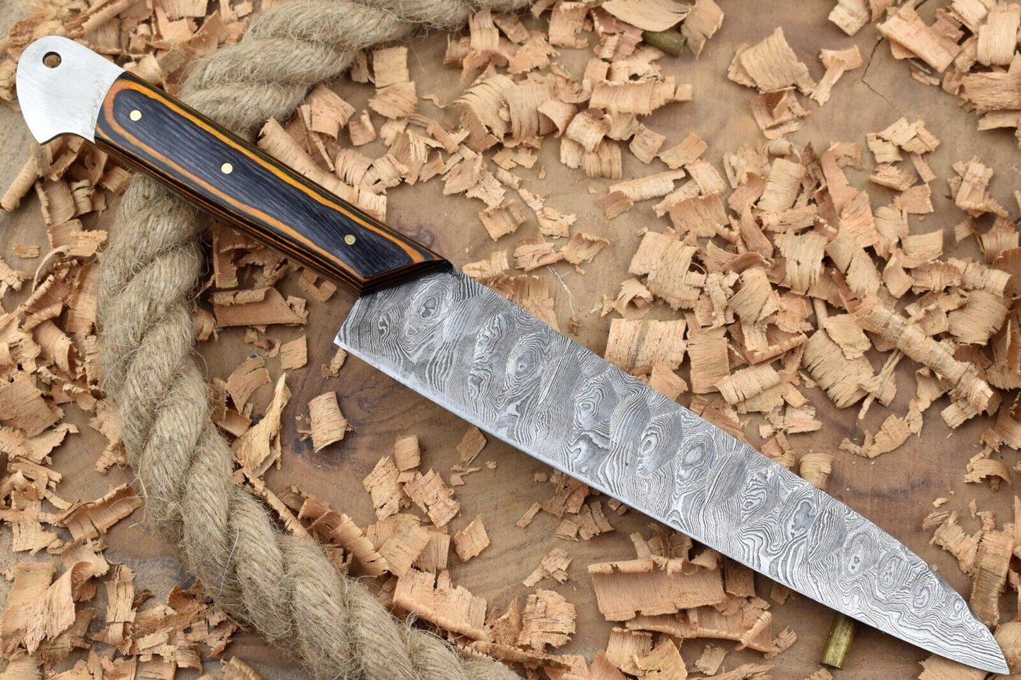 Custom Handmade Damascus Steel Kitchen Chef Knife | 12" Forged Blade with Sturl Open Tang Handle