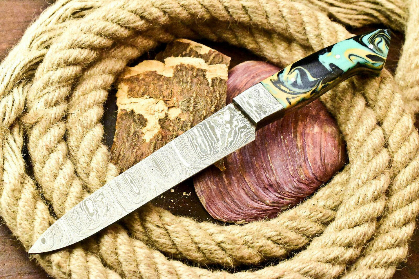 Custom Handmade Damascus Steel Skinning Hunting Camping Full Tang Chef Knife | 9.5"