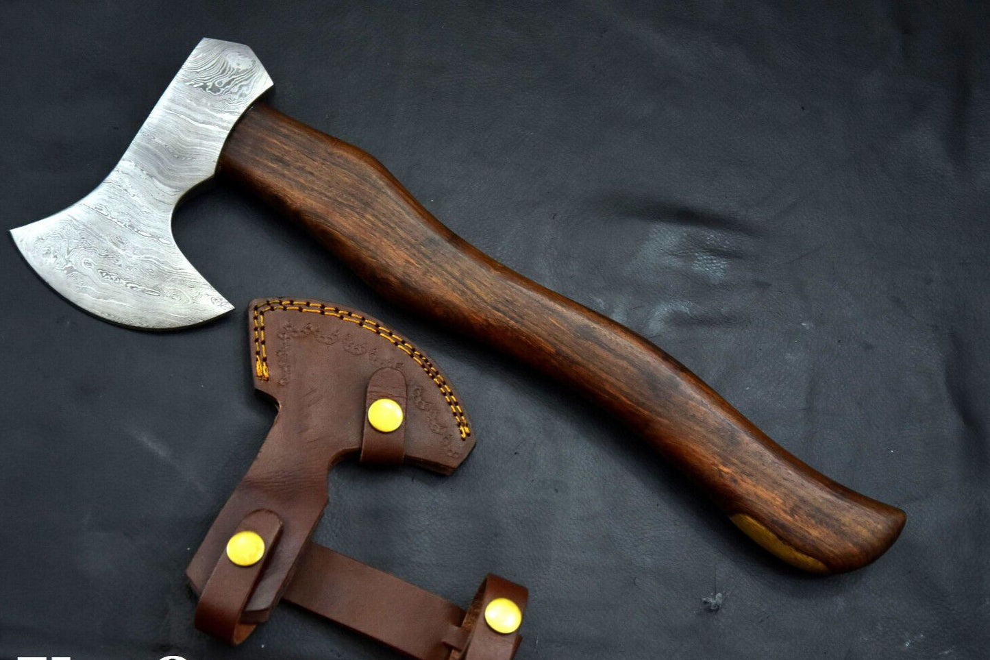 Custom Handmade Damascus Steel Tomahawk Axe with Walnut Handle Damascus Axe for Sale