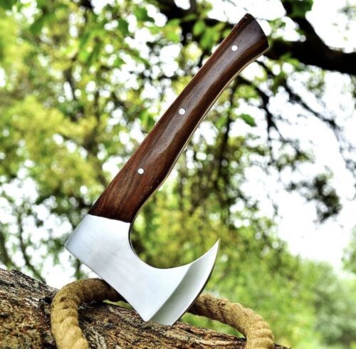 Custom Handmade High Carbon Steel Tomahawk Axe | Viking Hatchet with Leather Sheath