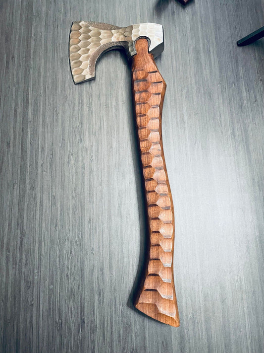 Custom Handmade Steel Viking Axe Hand Forged Axe with Leather Sheath
