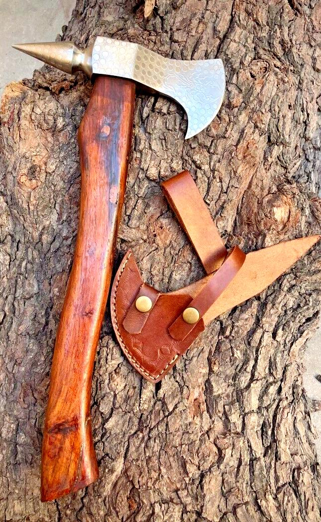 Custom Handmade Viking Axe – Bushcraft and Forest Hatchet with Leather Sheath