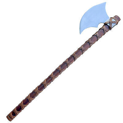 : Custom Handmade Viking Battle Axe – Forged High Carbon Steel with Leather Wrapped Wood Handle and Sheath