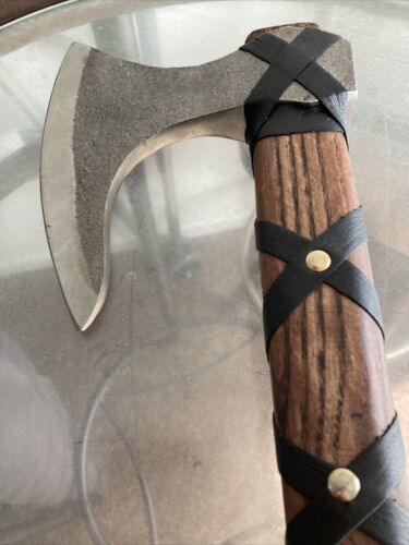 Custom Handmade Viking Ragnar Axe Carbon Steel Battle Axe with Leather Sheath
