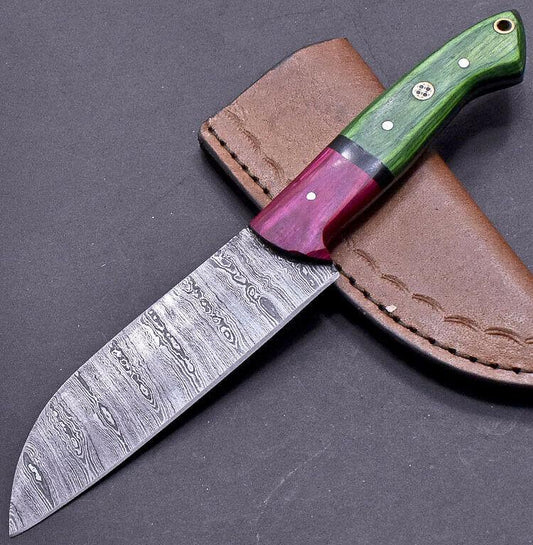 Custom Made Hand Forged Damascus Steel Chef Kitchen Knife with Wood Handle – Handmade Gift