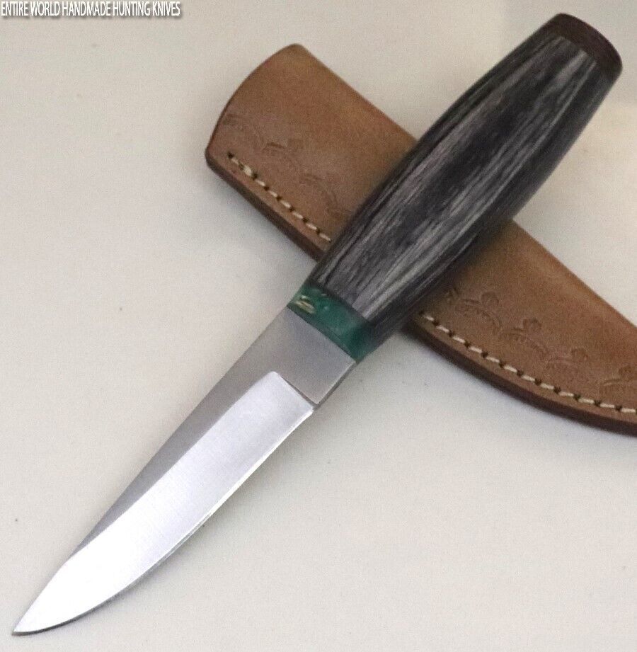 D2 Tool Steel Hunting Skinner Knife – 4.5" Blade with Hardwood Handle & Leather Sheath