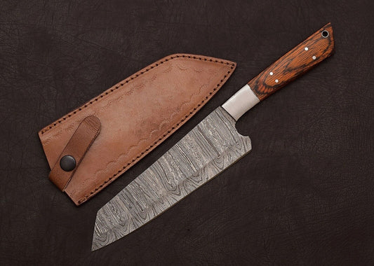 Damascus Steel 13" Chef Knife | Outdoor Hunting & Kitchen Knife with Pakka Wood Handle