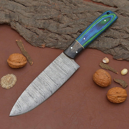 Damascus Steel Chef Fillet Knife With Pakka Wood Handle
