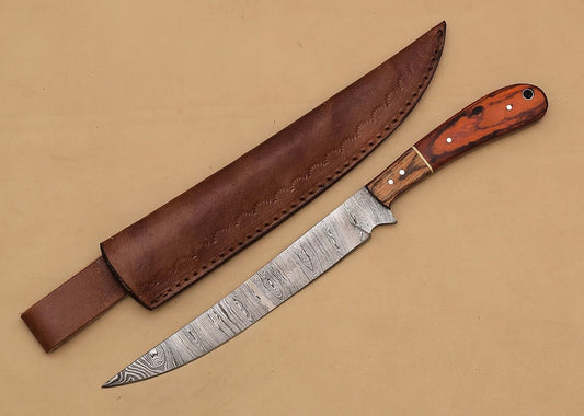 Damascus Steel Kitchen Chef Fillet Knife with Pakka Wood Handle