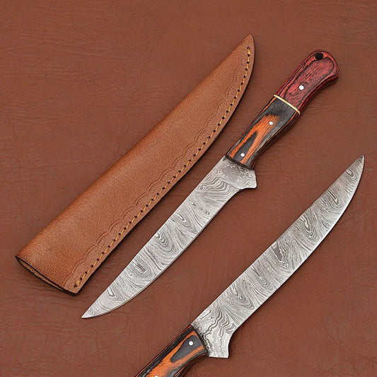 Exclusive Damascus Steel Chef Fillet Knife with Ergonomic Wooden Handle