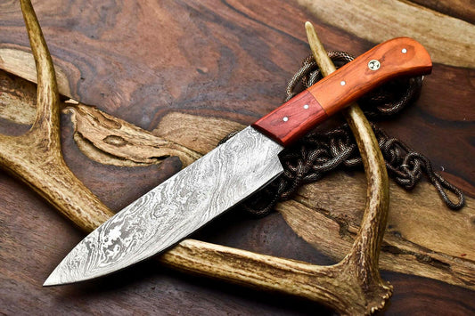 Exquisite Handmade Damascus Steel Chef Knife | Full Tang Kitchen Blade with Hard Wood Handle