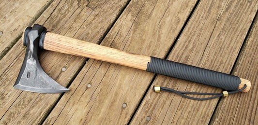Hand-Forged Bearded Viking Camp Axe | 4140 Steel Hammer Poll Tomahawk