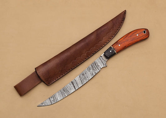 Hand-Forged Damascus Steel Chef Fillet Knife | Custom Kitchen Knife