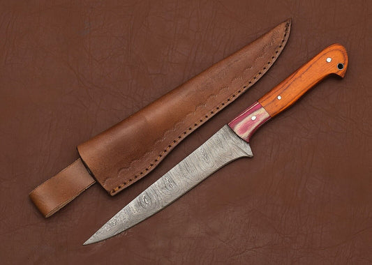 Hand-Forged Damascus Steel Chef Fillet Knife with Premium Pakka Wood Handle