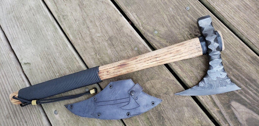 Hand-Forged Tomahawk Camp Hammer Poll Viking War Axe | 19" Hickory Handle