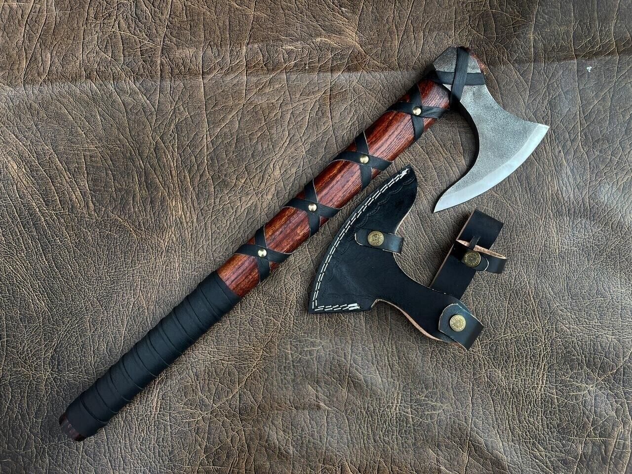 Hand-Forged Viking Bushcraft Camping Axe / Hatchet – Carbon Steel