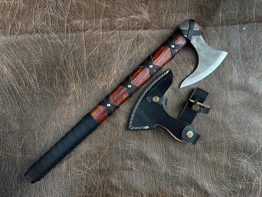 Hand-Forged Viking Bushcraft Camping Axe / Hatchet – Carbon Steel