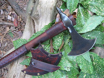 Hand-Forged Viking Medieval Spike Tomahawk with Leather Grip
