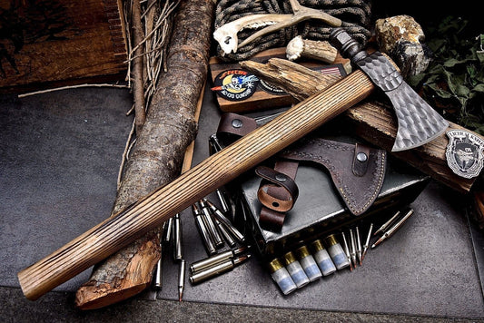 Hand Forged 1095 High Carbon Steel Viking Tomahawk | Camping & Hunting Axe with Leather Sheath