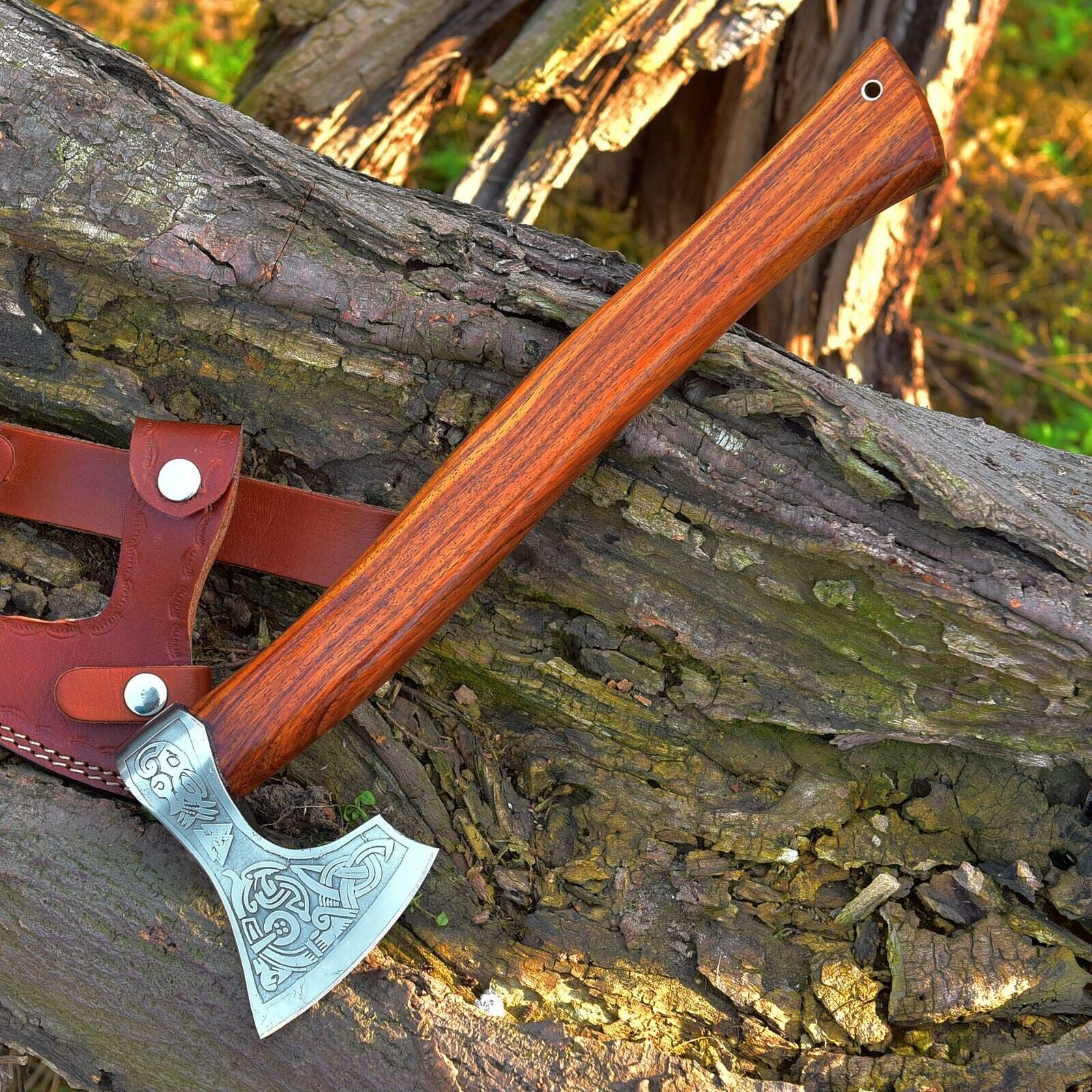 Hand Forged 1095 High Carbon Steel Viking Tomahawk, Hatchet & Combat Axe with Rosewood Handle