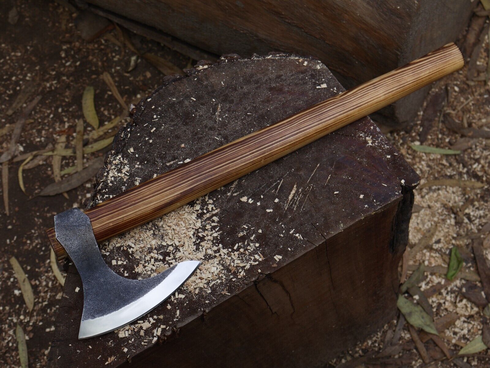 Hand Forged 20 Inch Viking Axe Carbon Steel Blade with Ash Wood Handle and Leather Sheath