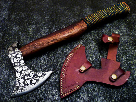Hand Forged Carbon Steel Bearded Viking Axe – Hatchet & Tomahawk with Leather Sheath