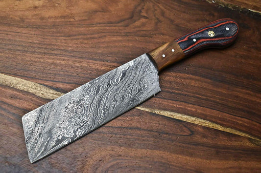 Hand Forged Damascus Steel Chef Chopper Knife – Custom Handmade Full Tang