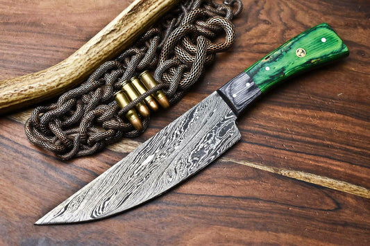 Hand Forged Damascus Steel Chef Knife | 7-Inch Blade with Hard Wood Handle