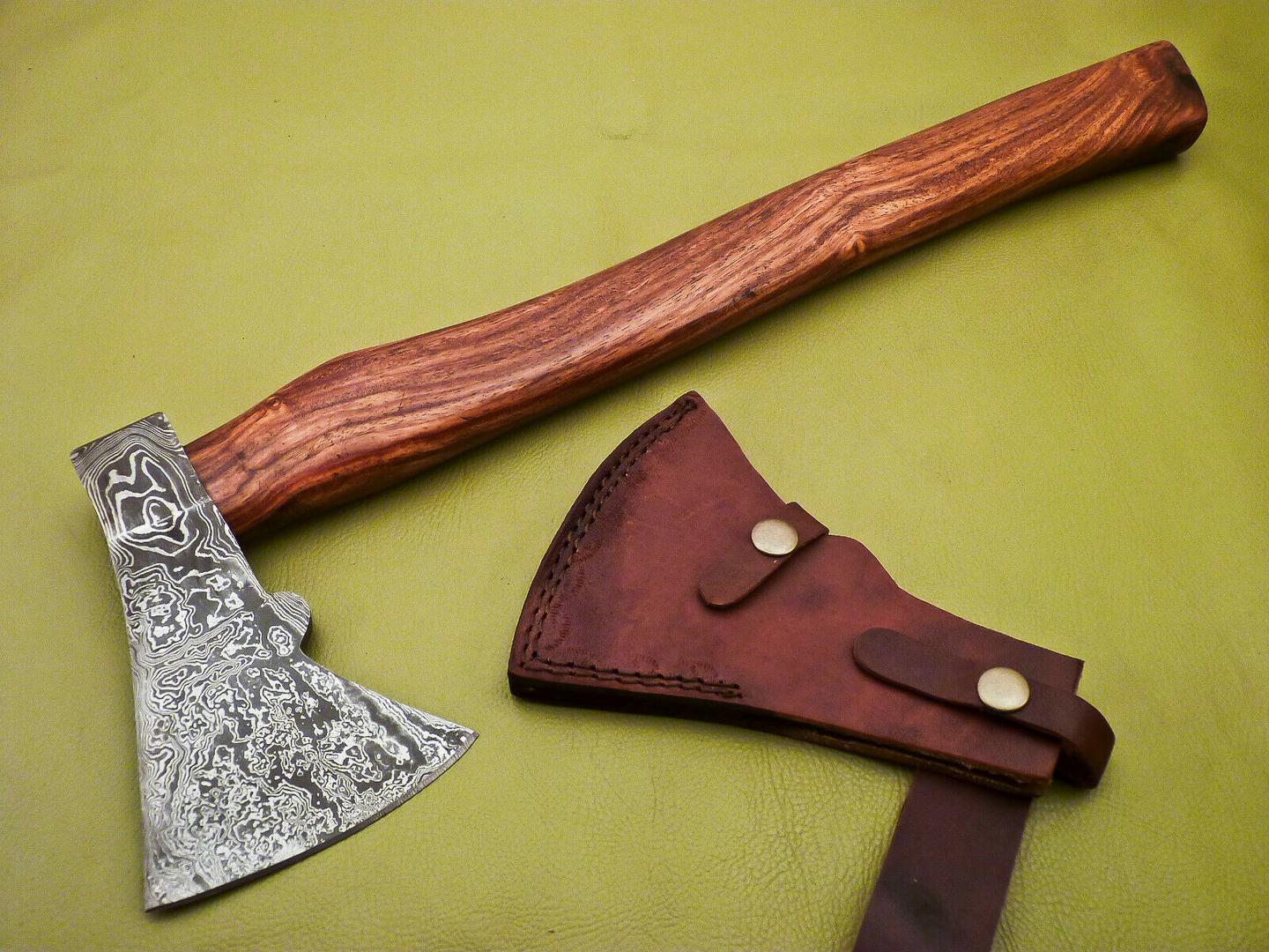 Hand Forged Damascus Tomahawk Axe | Integral Hatchet Knife With Walnut Wood Handle