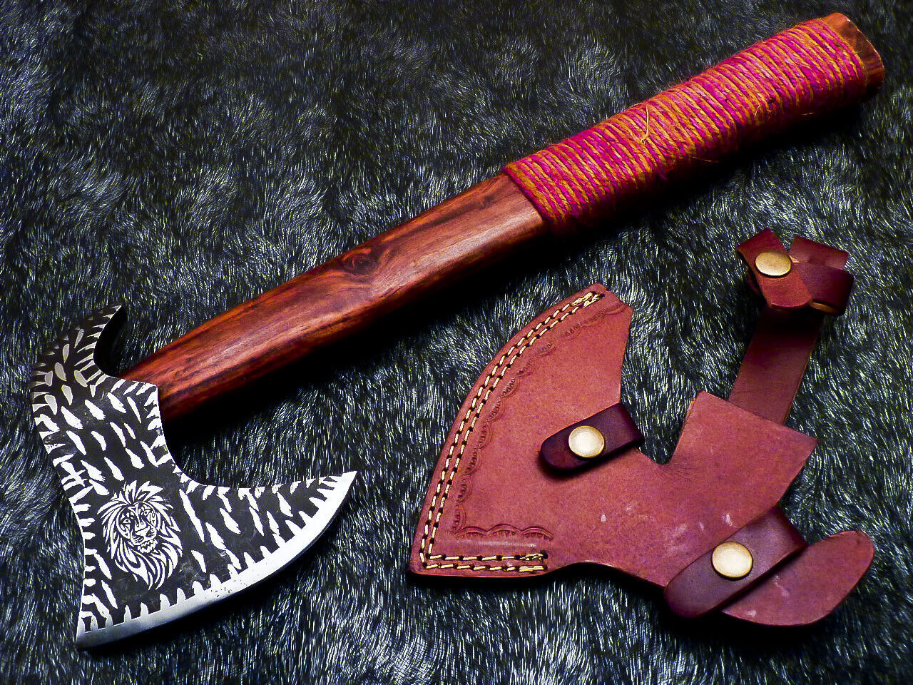 Hand Forged Viking Bearded Axe | Camping Tomahawk Hatchet with Natural Wood Handle