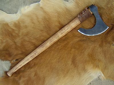 Hand Forged Viking Medieval Bearded Axe with Hardened Edge and Bushcraft Use