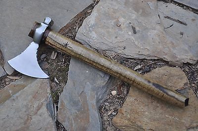 Hand Forged Viking Tomahawk Camp Axe with Poll Hammer and Curly Ash Handle